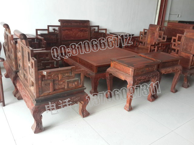 老挝大红酸枝独板沙发