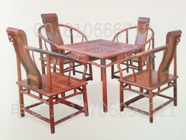 老挝大红酸枝休闲桌 五件套