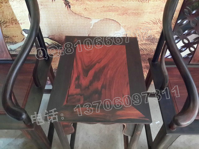 老挝大红酸枝圈椅 独板黑框红板