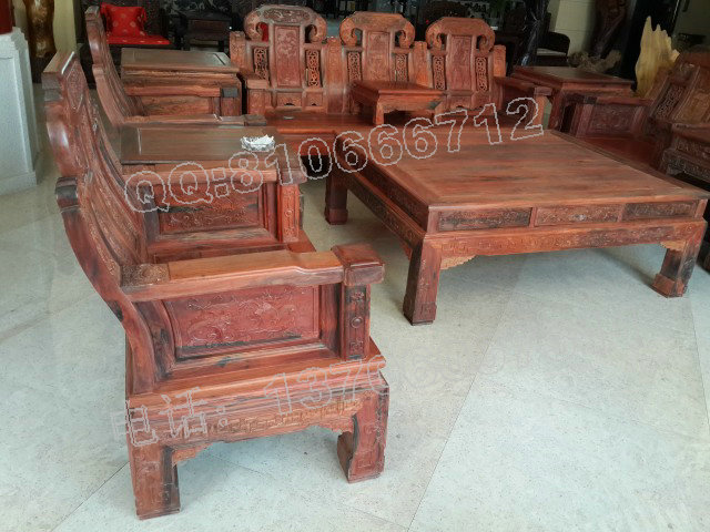 老挝大红酸枝11件套沙发图片
