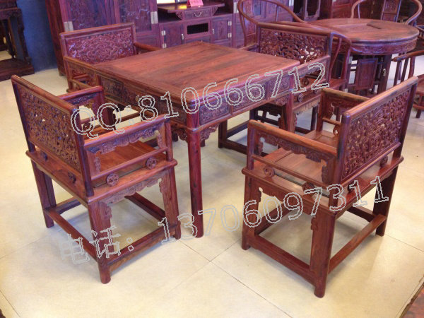 老挝大红酸枝休闲桌