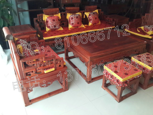 老挝大红酸枝8件套沙发