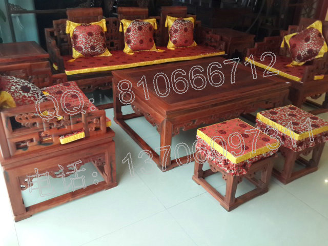 老挝大红酸枝8件套沙发