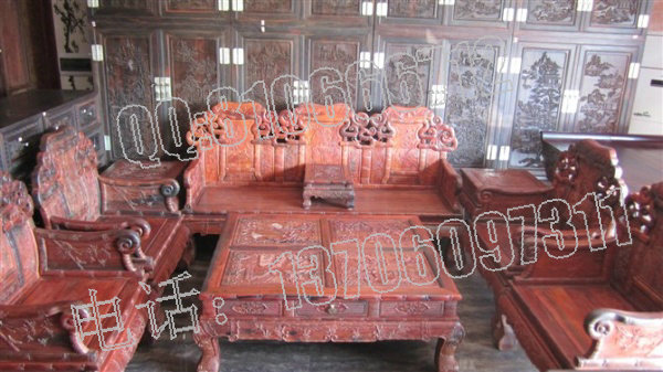 老挝大红酸枝竹节沙发