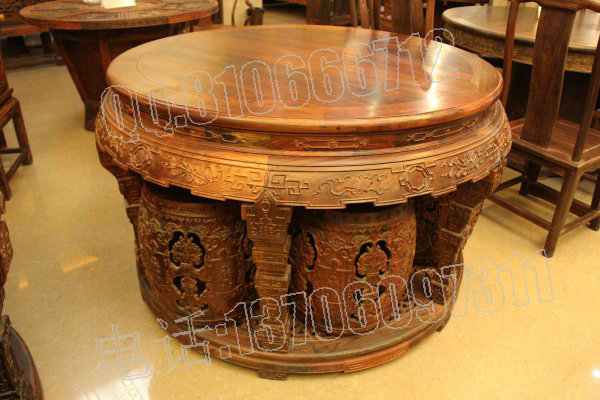 老挝大红酸枝圆鼓桌