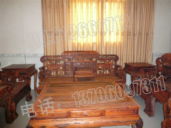 老挝大红酸枝11件套沙发