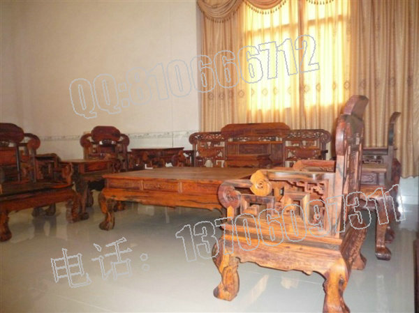 老挝大红酸枝十一件套沙发