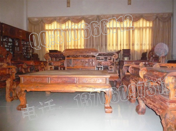 老挝大红酸枝十一件套沙发