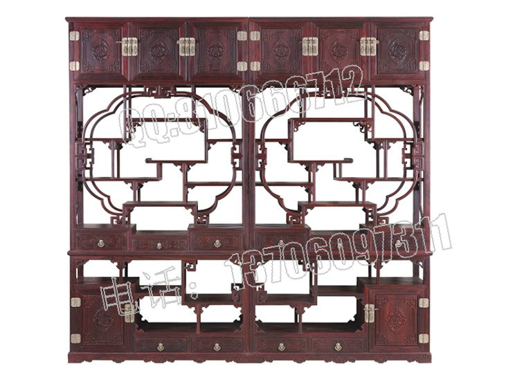 老挝大红酸枝博古架