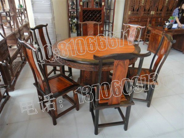 老挝大红酸枝明式餐桌 圆桌