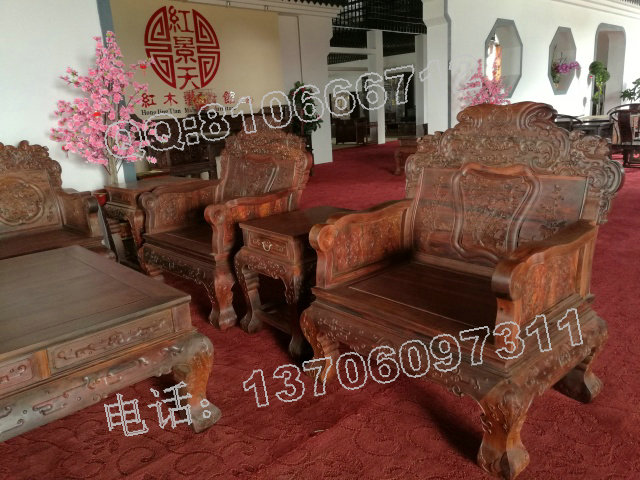 老挝大红酸枝客厅沙发