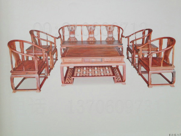 老挝大红酸枝皇宫椅沙发 8件套