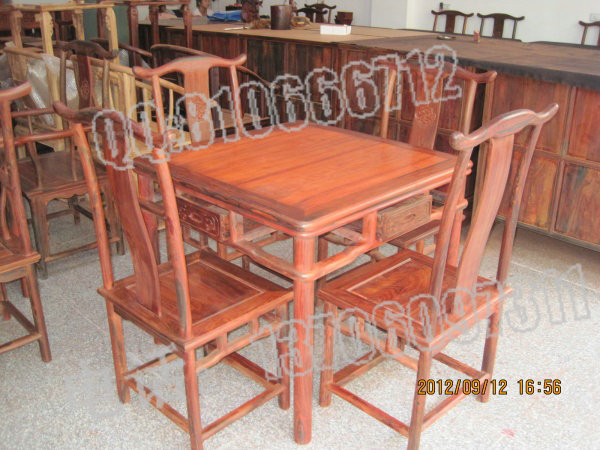 老挝大红酸枝官帽椅休闲桌，官帽椅休闲桌