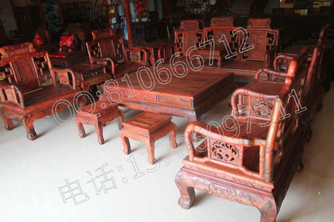 老挝红酸枝木竹节款沙发