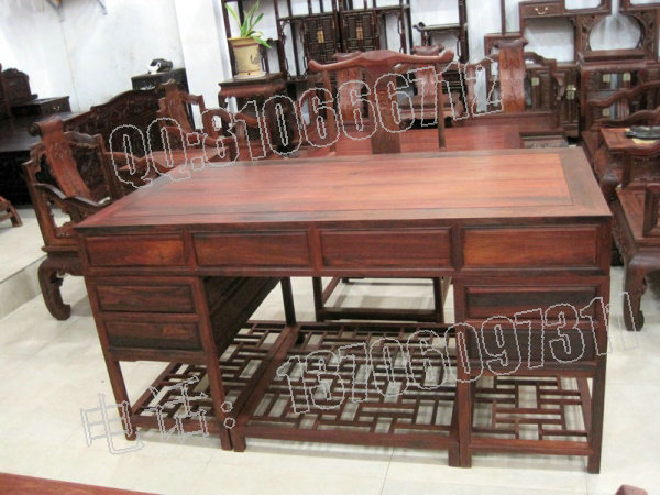 老挝大红酸枝明式办公桌 1.6米